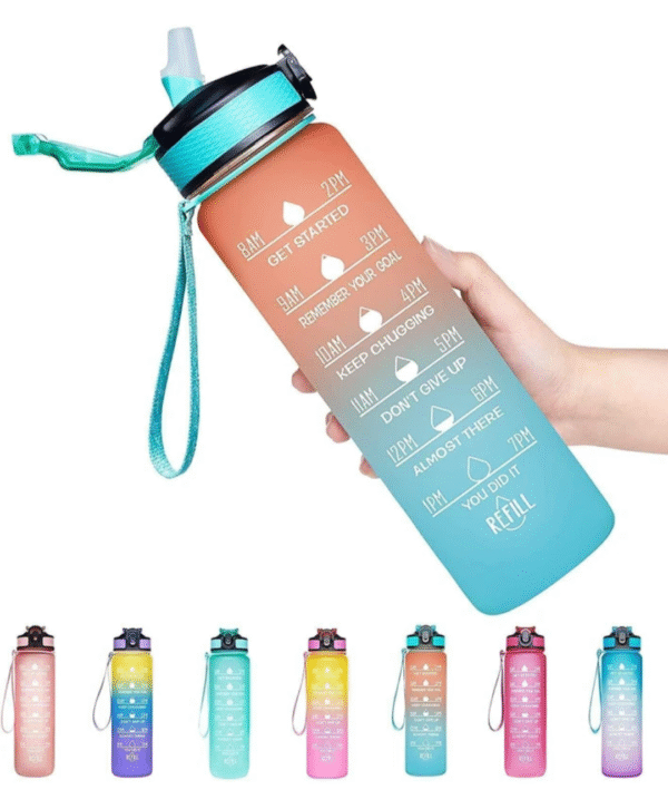 06 Months Warranty Unbreakable Silicone Water Bottle 1 Litre with Motivational Time Marker – BPA Free, Leakproof, Foldable, Reusable Sports Bottle for Gym, Office, Travel – 1000 ml (Multicolor)