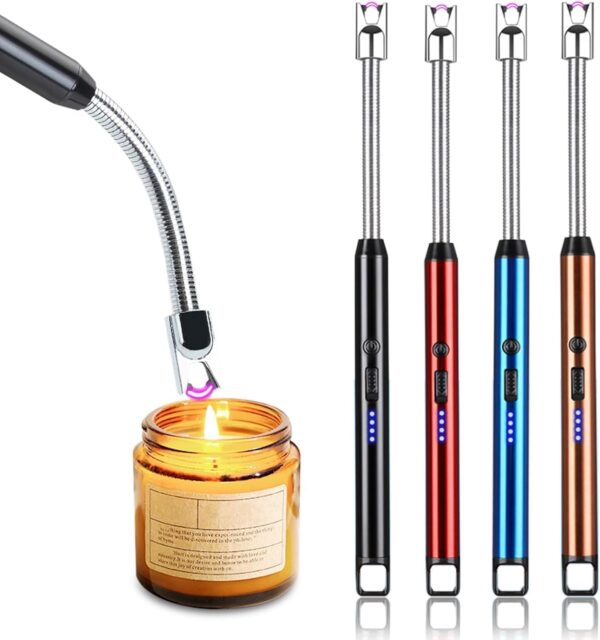 Electric Gas Lighter for Kitchen | Rechargeable Plasma Lighter with USB Charging | Windproof, Flameless Arc Lighter for Stove, Candles | Flexible 360° Neck | 6 Month Warranty